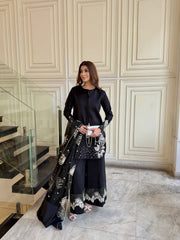 Ladies Neatural Crepe Farshi Salwar Kameez Dupatta 
