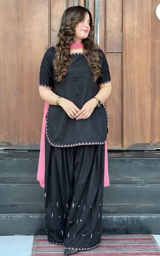 Embroidered 2 Piece Cotton Suit