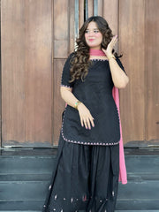 Embroidered 3 Piece Cotton Suit