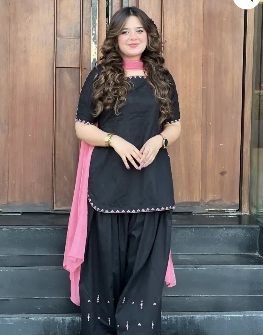 Embroidered 2 Piece Cotton Suit
