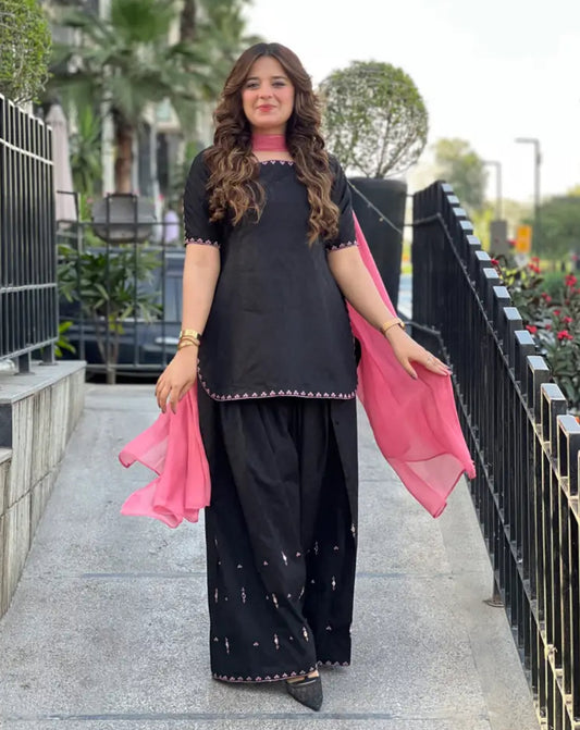 Embroidered 2 Piece Cotton Suit