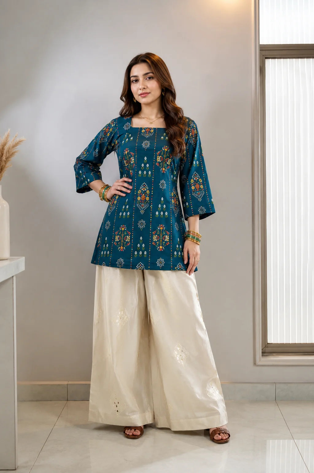 Fully Digital printed kurti with fitting adjustable dori on back side