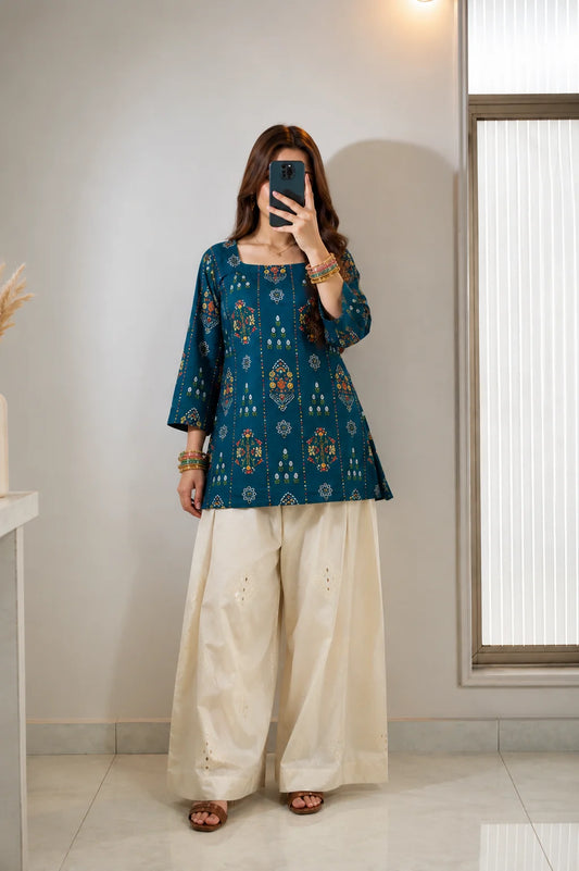 Fully Digital printed kurti with fitting adjustable dori on back side