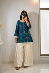 Fully Digital printed kurti with fitting adjustable dori on back side