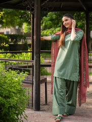 Pista Zola Embroidered 3pc fabric lawn cotton￼