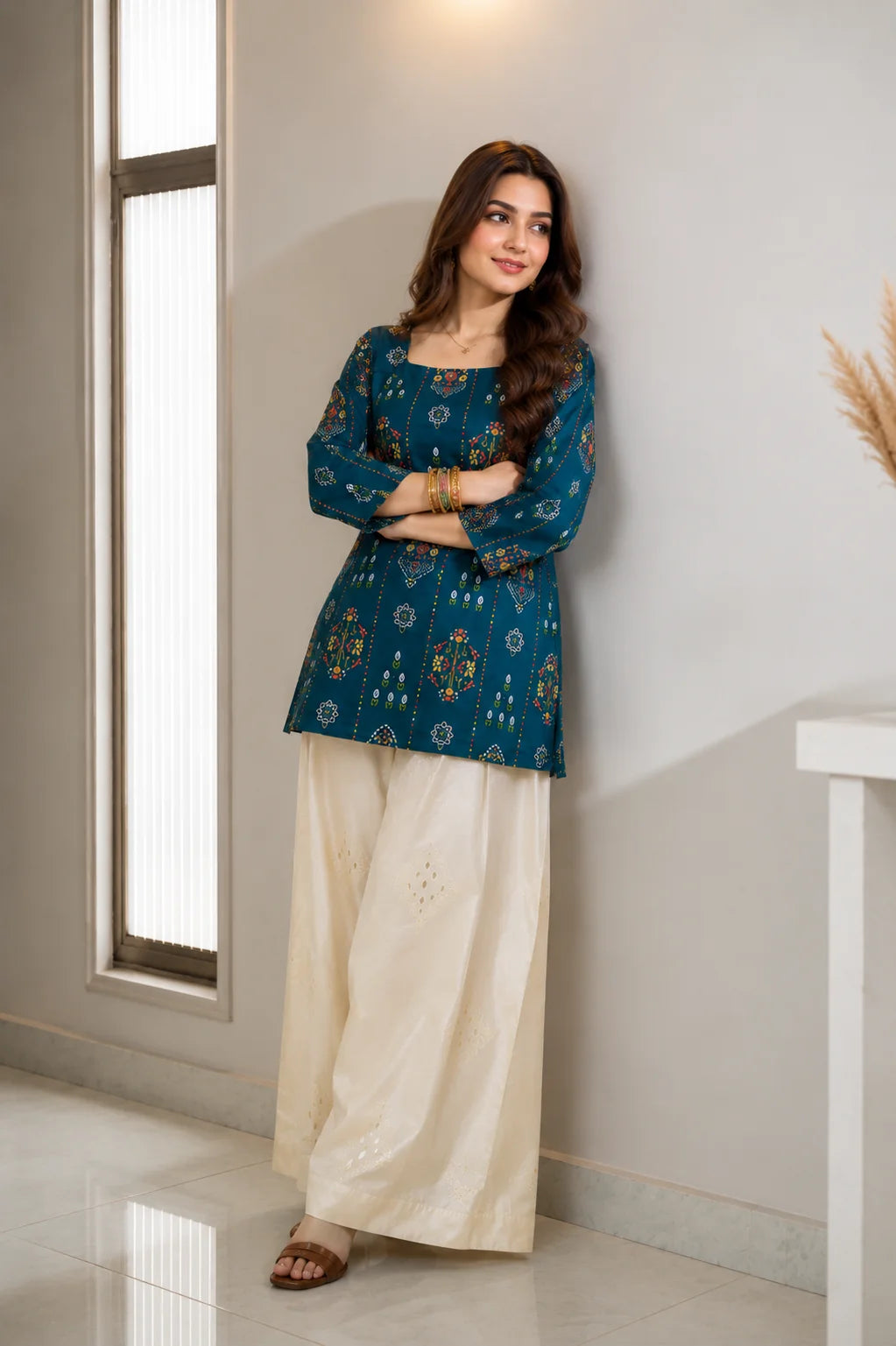 Fully Digital printed kurti with fitting adjustable dori on back side