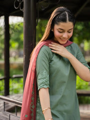 Pista Zola Embroidered 3pc fabric lawn cotton￼
